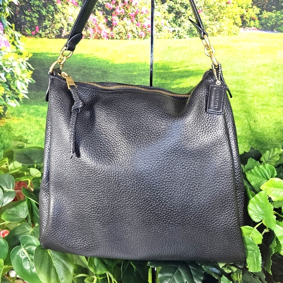 Coach Handbags - SOLDm Coach Black Purse Shoulderbag Pebble Leather Shay Purse # 93811 read desc.